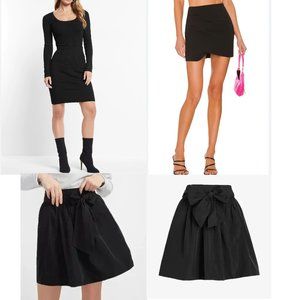 EXPRESS SUPERDOWN NWT LOT OF 4 BLACK & GRAY BODYCON A LINE MINI SKIRTS XS